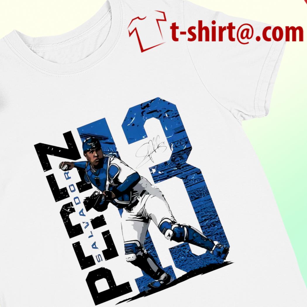 Salvador Perez Kansas City Royals Blue Name And Number Short Sleeve Player T  Shirt