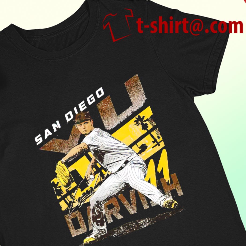 Yu Darvish 11 San Diego Padres baseball player action pose signature  outline city name shirt, hoodie, sweater, long sleeve and tank top